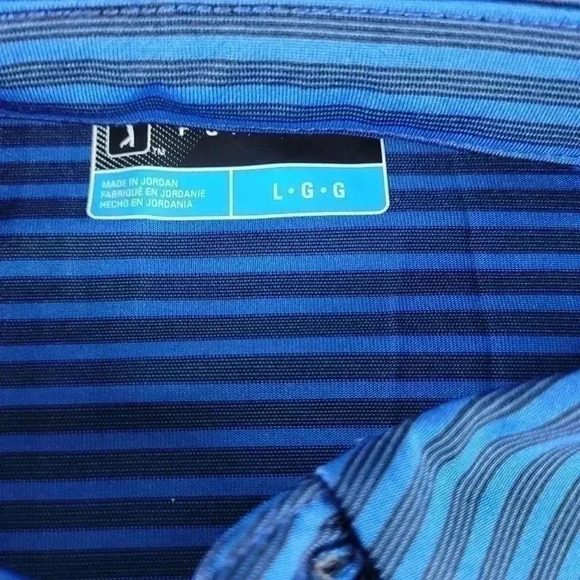 NWT PGA Tour Striped Blue Polo Sz Lg - Picture 3 of 6